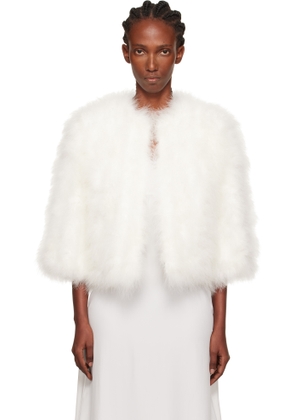 Yves Salomon White Short Feather Jacket
