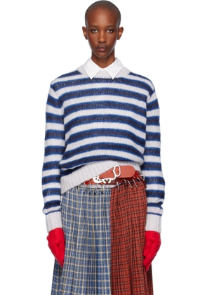 Charles Jeffrey LOVERBOY Blue & White Mohair Gloves Sweater