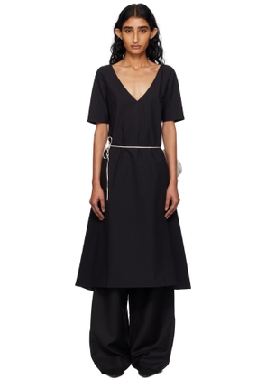 BAMBOU ROGER KWONG Black Cotton Poplin Midi Dress