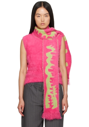 Charles Jeffrey LOVERBOY Pink Fluffy Scarf Vest