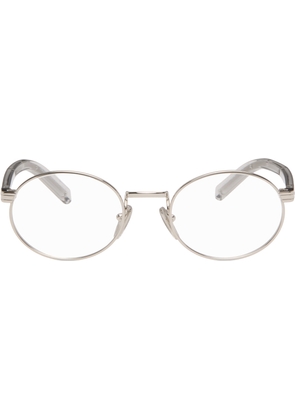 Prada Eyewear Silver Metal Oval Glasses