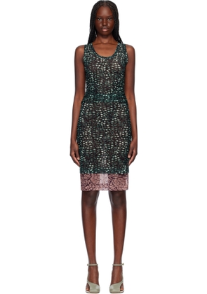 Dries Van Noten Green & Pink Printed Midi Dress