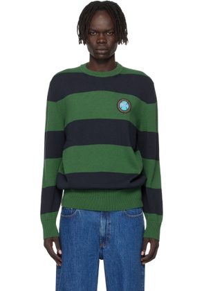 Lacoste Green & Navy Striped Cotton Jersey Sweater