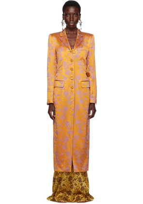 Dries Van Noten Orange Jacquard Coat