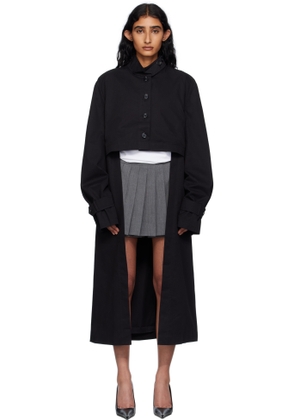 Pushbutton Black Front Cropped Coat