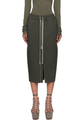 Rick Owens Khaki Concordians Zipped Short Pillar Midi Skirt