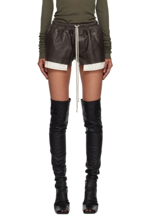 Rick Owens Gray Concordians Fog Boxer Leather Shorts