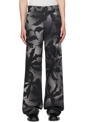 Dries Van Noten Black Patterned Trousers