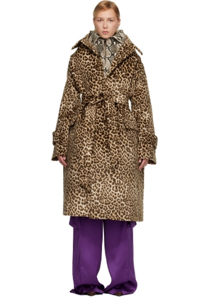 Duran Lantink Brown Oversized Faux-Suede Trench Coat