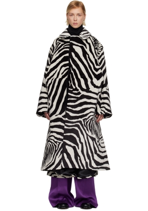 Duran Lantink Black & White Sculptured Oversized Faux-Suede Coat