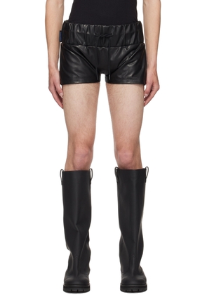 ANONYMOUS CLUB Black Drawstring Leather Shorts