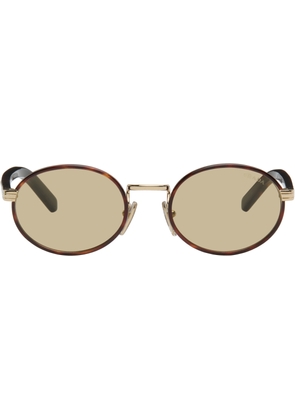 Prada Eyewear Brown Iconic Metal Plaque Sunglasses