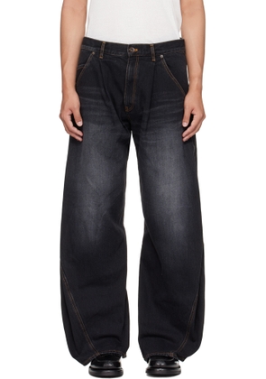 KHOKI Black 3D Cuttin Denim Jeans