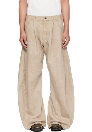 KHOKI Beige 3D Cuttin Denim Jeans