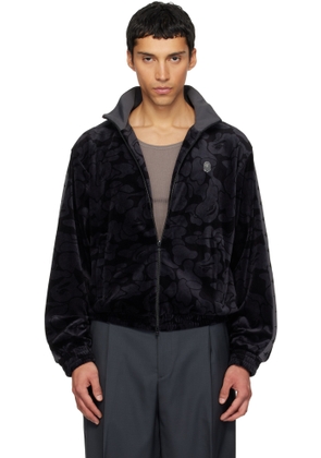 BAPE Black Solid Camo Velour Metal One Point Track Jacket