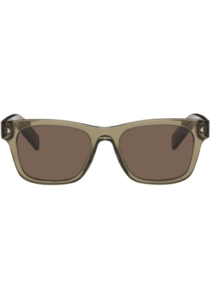 Prada Eyewear Khaki Iconic Metal Plaque Sunglasses
