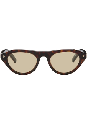 Prada Eyewear Brown Iconic Metal Plaque Sunglasses