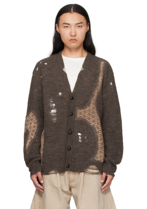 KHOKI Brown Needle Punched Cardigan