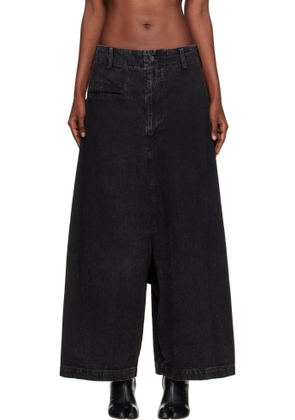 YOHJI YAMAMOTO Black Backside Flared Wide Jeans