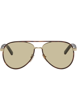 Prada Eyewear Brown Iconic Metal Plaque Sunglasses