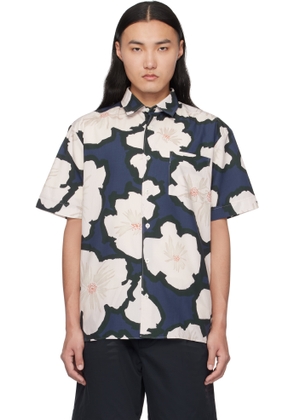 A.P.C. Navy & White Ross Short-Sleeve Shirt