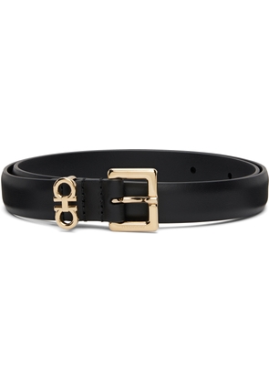 Ferragamo Black Gancini Skinny Belt