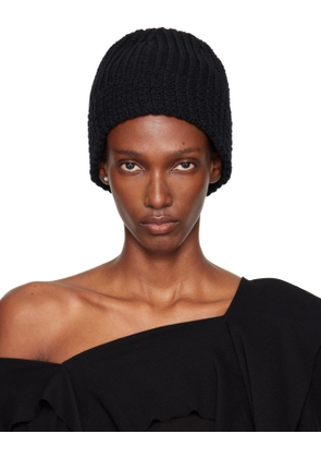 YOHJI YAMAMOTO Black Cardigan Stitch Knit Beanie