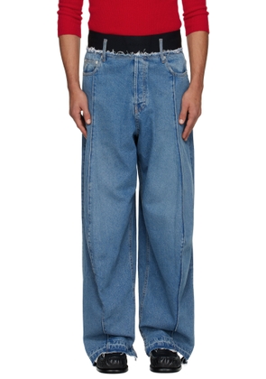 ALAINPAUL Blue Knee Shape Jeans