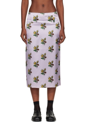 Meryll Rogge Pink Floral Satin Slip Midi Skirt