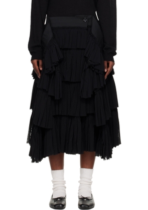 Tao Comme Des Garçons Black Pleated Yarn Dyed Tulle Midi Skirt