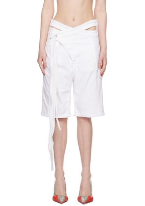 Ottolinger White Asymmetrical Denim Shorts
