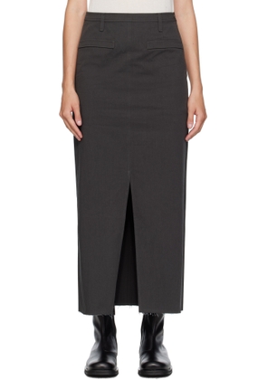 COOR Gray Cotton Relaxed Long Midi Skirt