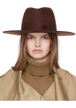 Ruslan Baginskiy Brown Monogram-Embellished Fedora