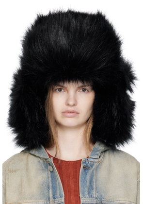 Ruslan Baginskiy Black Faux-Fur Aviator Hat