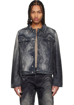 CAMPERLAB Black Distorted Print Denim Jacket