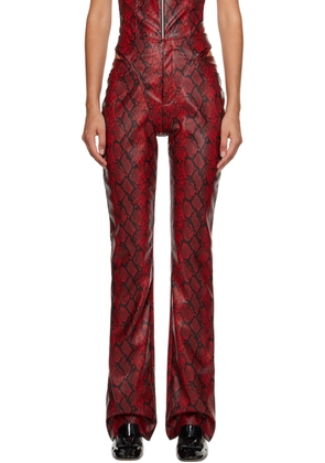 Puppets and Puppets Red and Black Cutout Faux-Leather Trousers