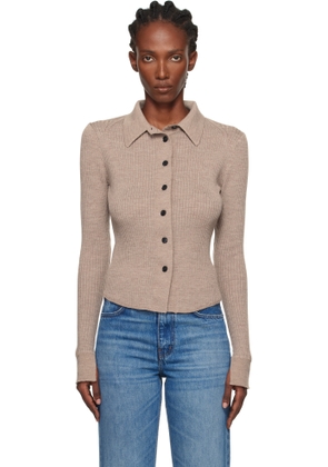 mfpen Beige Knitted Rib Cardigan