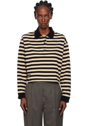 mfpen Black & Beige Cropped Fractured Polo