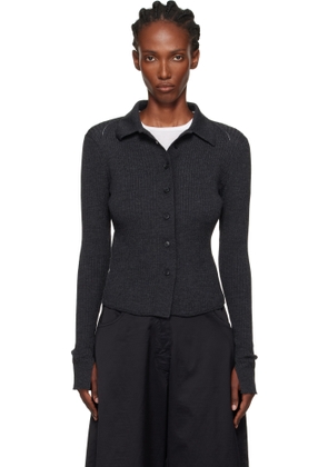 mfpen Gray Knitted Rib Cardigan