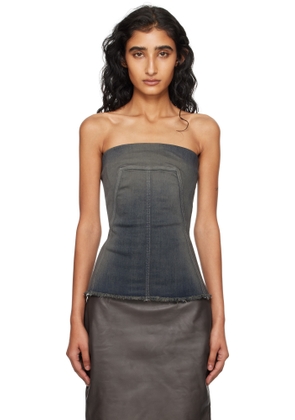 Rick Owens Gray Concordians Bustier Denim Top