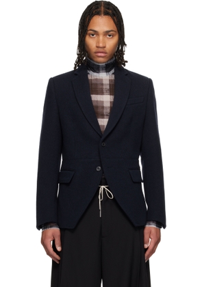 Dries Van Noten Navy Cropped Suit Blazer