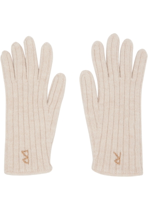 Ruslan Baginskiy Beige Monogram-Embroidered Wool Gloves