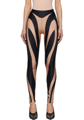 Mugler Black & Tan Spiral Leggings