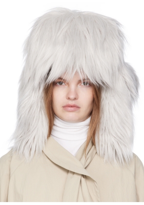 Ruslan Baginskiy Gray Faux-Fur Aviator Hat