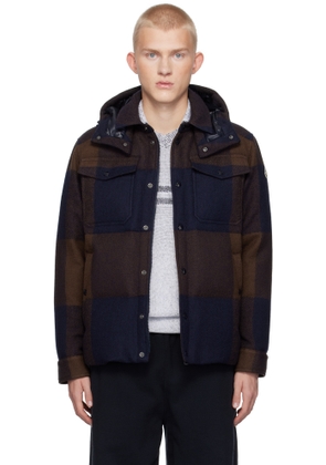 Moncler Brown & Blue Ladurns Hooded Wool Down Jacket