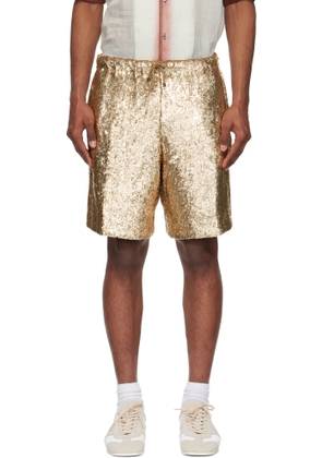 Dries Van Noten Gold Sequinned Shorts