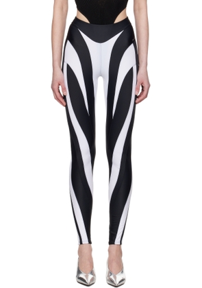 Mugler Black & White Eco Sport Lycra Leggings