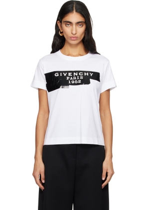 Givenchy White 'Givenchy' Tape Print T-shirt