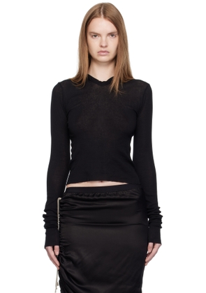 Rick Owens Black Concordians Cropped Rib LS Hoodie