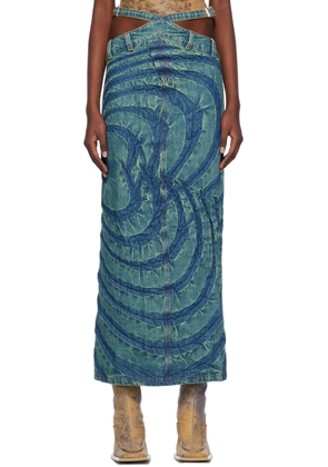 Masha Popova SSENSE Exclusive Blue Big Heart Denim Midi Skirt